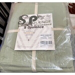New Simple & Opulence Sage Gree Duvet Cover & Shams Set Queen Size